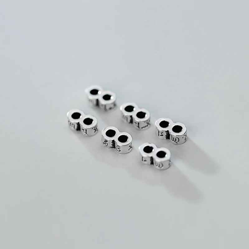 MEETSOFT Trendy 925 Sterling Silver 4mm Double Hole Space Bead Charms Handmade Of DIY Fine Jewelry Necklace wholesale Accessory