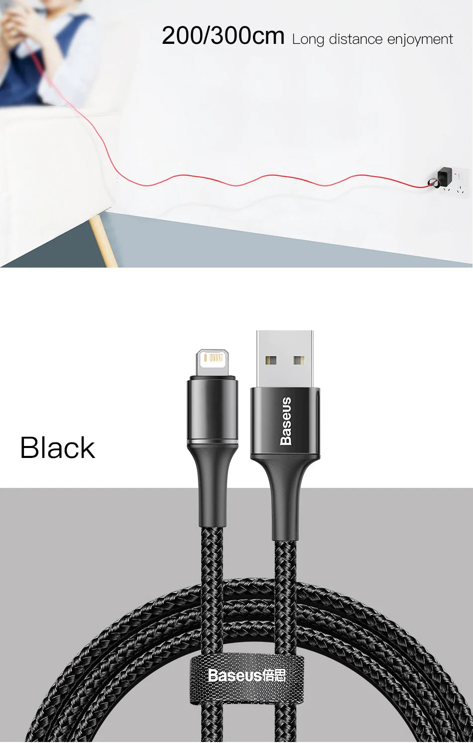 Baseus Lighting USB Cable For iPhone 14 13 12 11 Pro Max X Fast Charging Charger Cable For iPhone 8 7 6 6s iPad Data Wire Cord