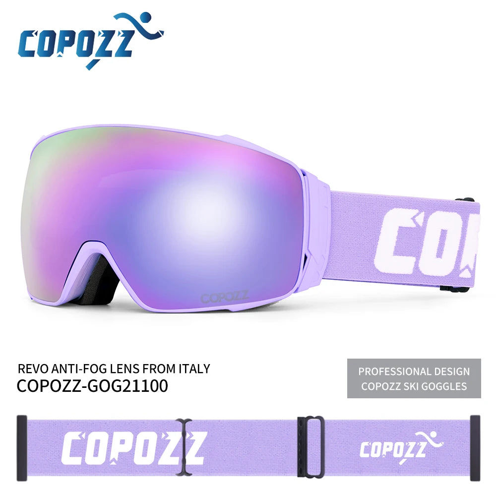 Copozz Magnetic Polarized Ski Goggles Anti-Fog Winter Double-Layers UV400 Protection Men Ski Glasses Eyewear with Lens Case Set