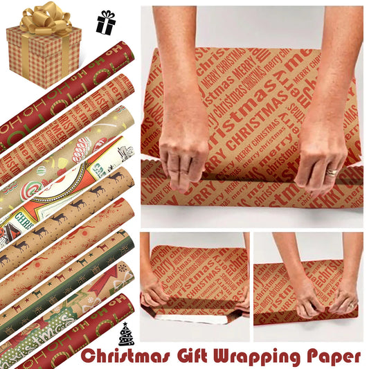 1PCs Single-sided Christmas Wrapping Paper Classic Santa Claus Patterns Artware Packing Paper Christmas Decoration 70cmX50cm#02