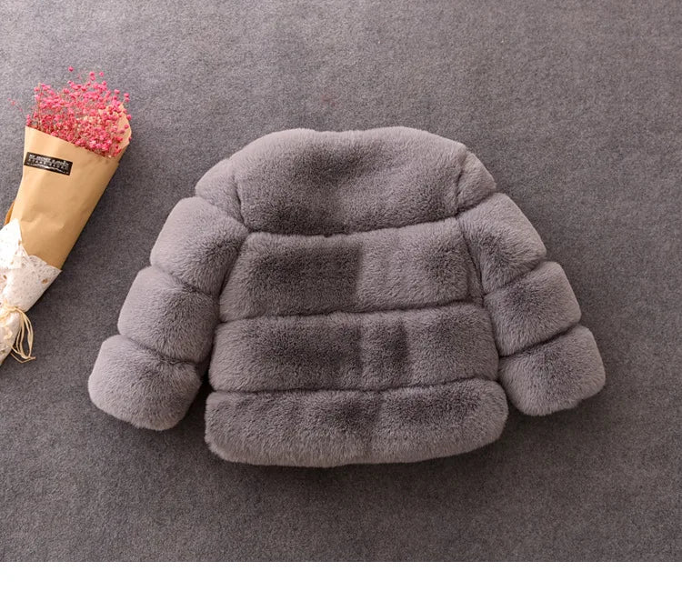 Baby Girls Faux Fur Coat Winter Children Girls Long Sleeve Christmas Jacket Warm Kids Girls Snow Coat Girls Outerwear Clothing