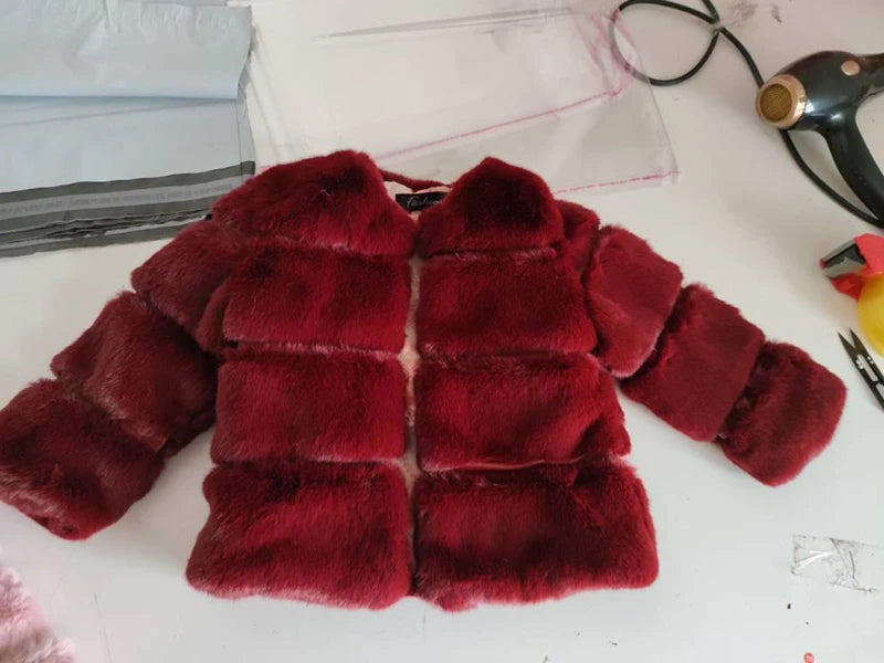 Baby Girls Faux Fur Coat Winter Children Girls Long Sleeve Christmas Jacket Warm Kids Girls Snow Coat Girls Outerwear Clothing