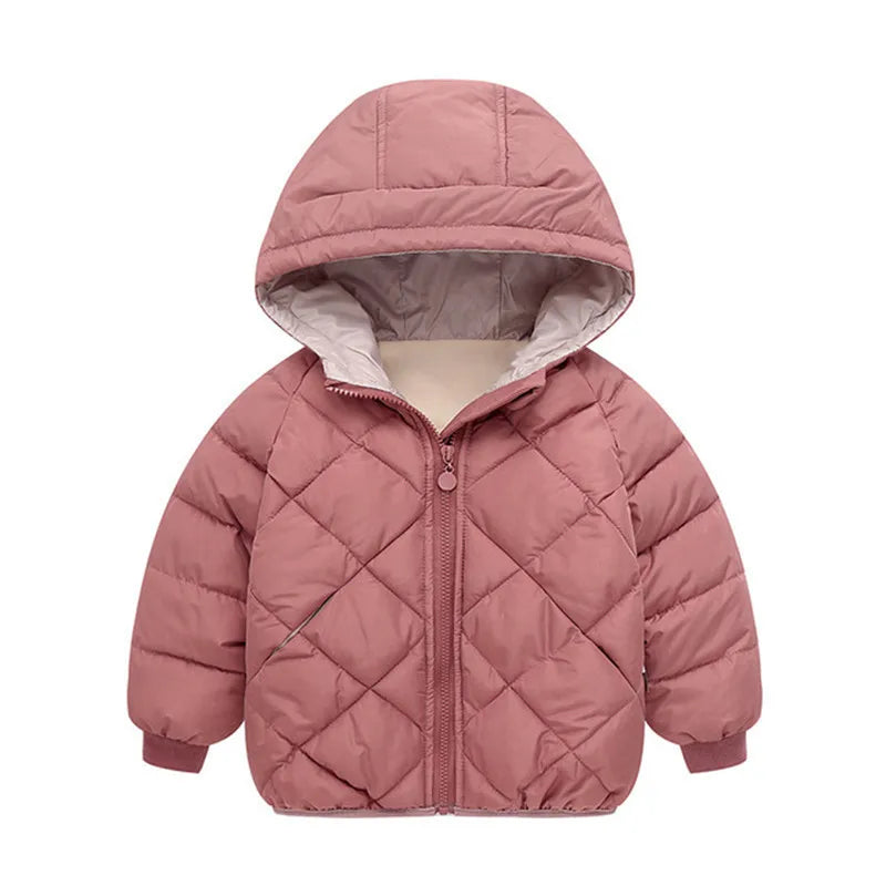 New Kids Padded Coat Boys Hooded Outerwear Girls Warm Jacket Autumn Winter Children Clothing Baby Fashion Zipper Clothing 3-8Y