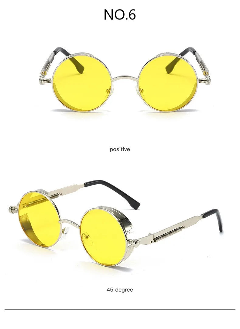 Metal Steampunk Sunglasses Men Women Fashion Round Glasses Brand Designer Vintage Sun Glasses High Quality Oculos de sol 2021