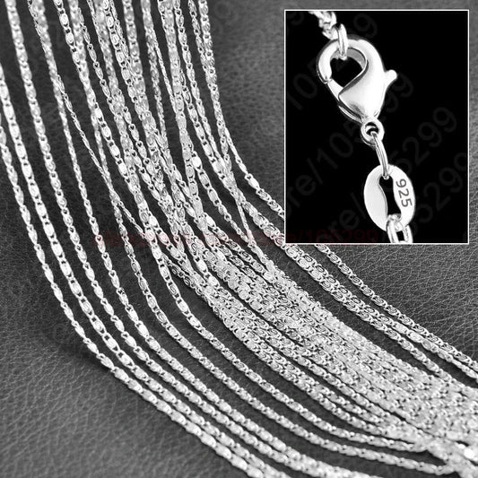 10PCS/Lot 16,18,20,22,24,26,28,30 Inches S Chains 925 Sterling Silver Fine Jewelry Necklace Bracelet Chains+Lobster Clasps