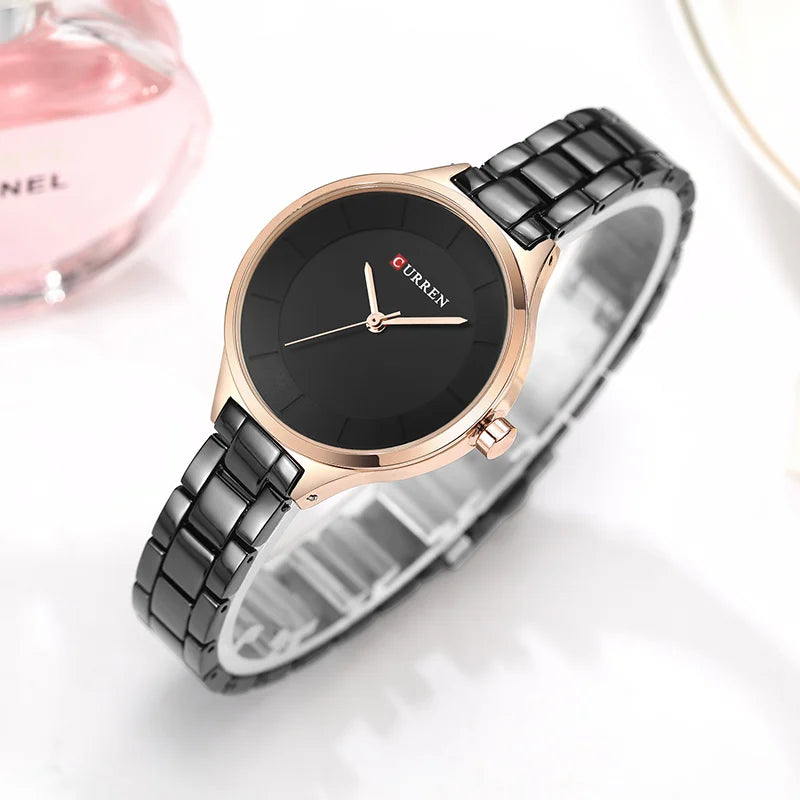 CURREN Top Brand Fashion Ladies Watches Stainless Steel Band Quartz Female Wrist Watch Ladies Gifts Clock Relogio Feminino