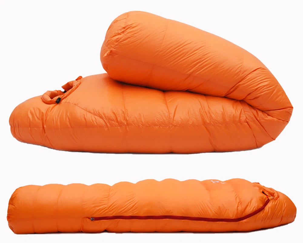 Very Warm White Goose Down Filled Adult Mummy Style Sleeping Bag Fit for Winter Thermal 4 Kinds of Thickness Travel Camping