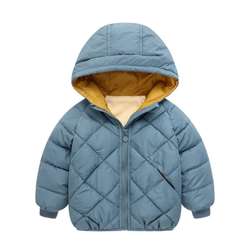 New Kids Padded Coat Boys Hooded Outerwear Girls Warm Jacket Autumn Winter Children Clothing Baby Fashion Zipper Clothing 3-8Y