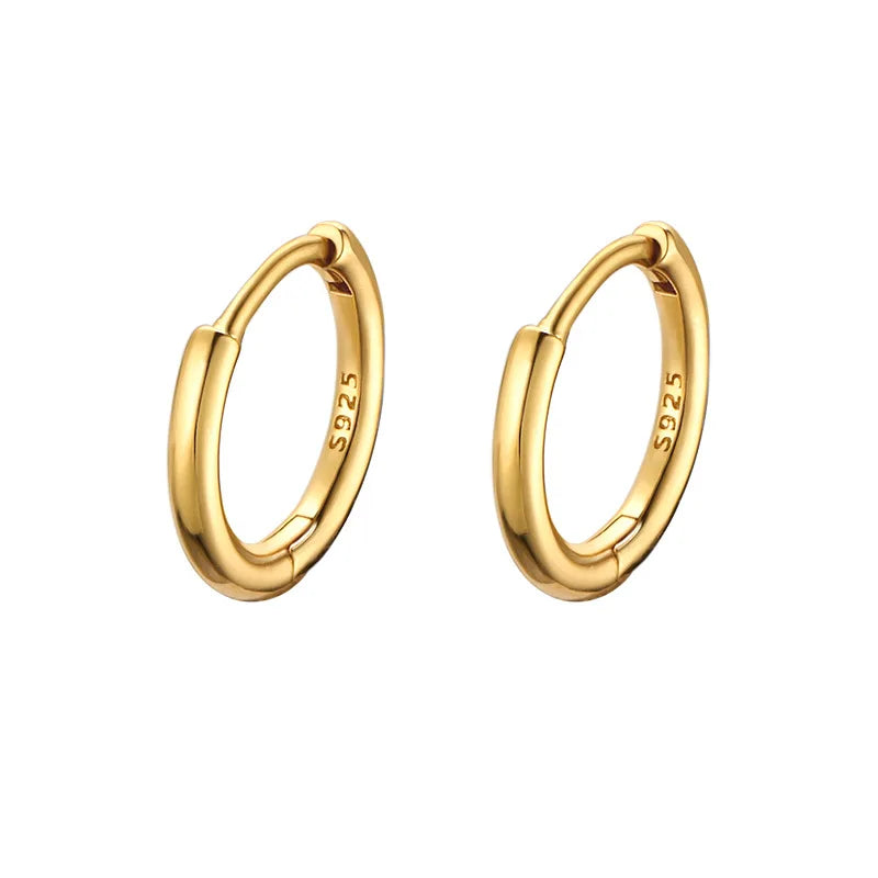 Glossy Hoop Earrings 925 Silver Gold Color Earrings Piercing Accessory Trendy Huggie Female Hoops For Men