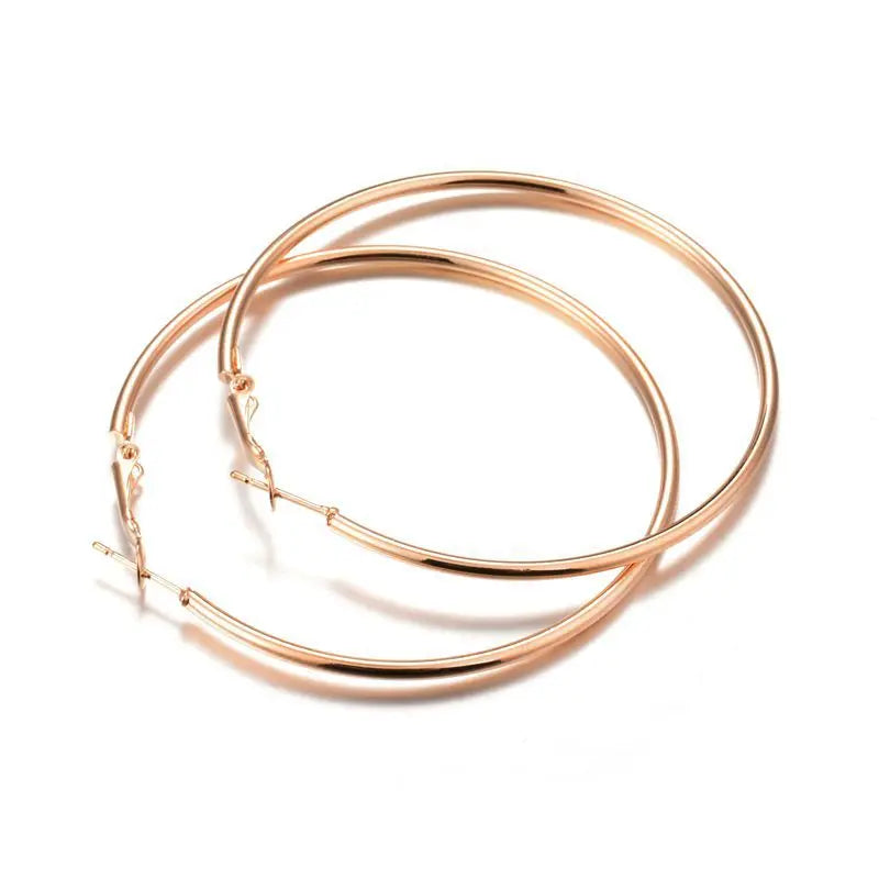 Bulbusbow Exaggerated Big Smooth Circle Hoop Earrings for Women | 40-80mm Geometric U Shape Ear Buckle Hoops | Fashion Zinc Alloy Jewelry