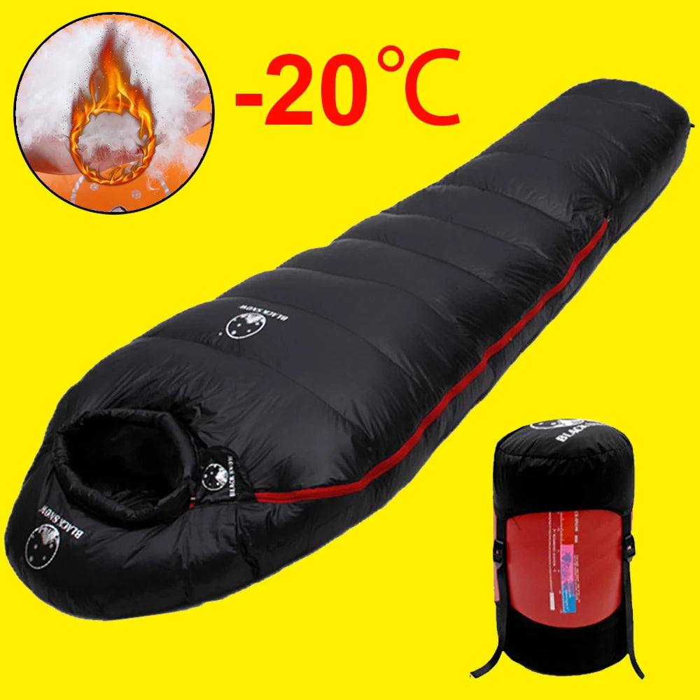 Very Warm White Goose Down Filled Adult Mummy Style Sleeping Bag Fit for Winter Thermal 4 Kinds of Thickness Travel Camping