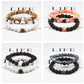 Set Bracelet Couples Distance Black White Natural Lava Stone Tiger Eye Beaded Yoga Bracelets for Men Women Elastic Rope Jewelry