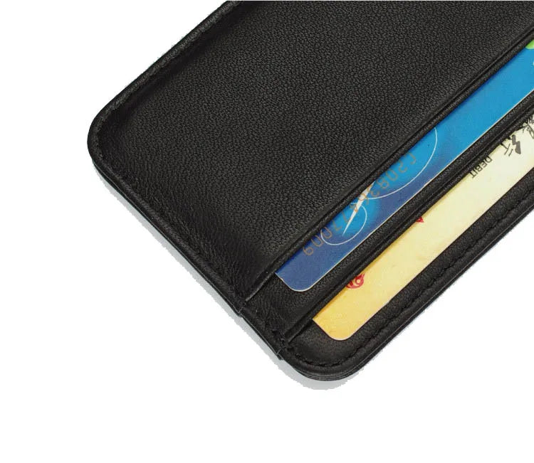 New Slim 100% Sheepskin Genuine Leather Men's Wallet Male Thin Mini ID Credit Card Holder Small Cardholder Purse For Man