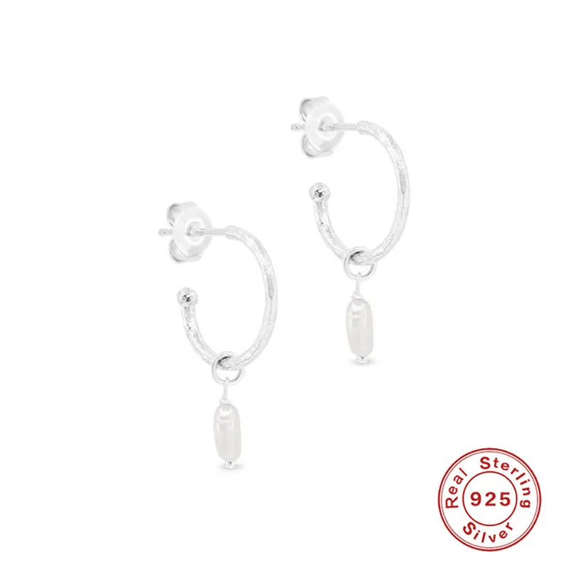 Elegant 925 Sterling Silver Pearl Hoop Earrings for Women – Fine Jewelry for Weddings, Engagements, Parties & Gifts | Bulbusbow