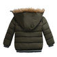 New Winter Boys Jacket Warm Fur Collar Fashion Baby Girls Coat Hooded Zipper Outerwear Birthday Gift 1-6 Years Kids Clothes