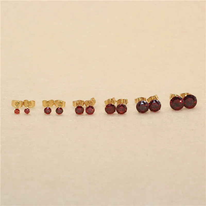 3mm AAA Round Colorful Zircons White Stud Earrings With Stianless Steel Needle Brief Jewelry 20 Colors For Choose No Allergy