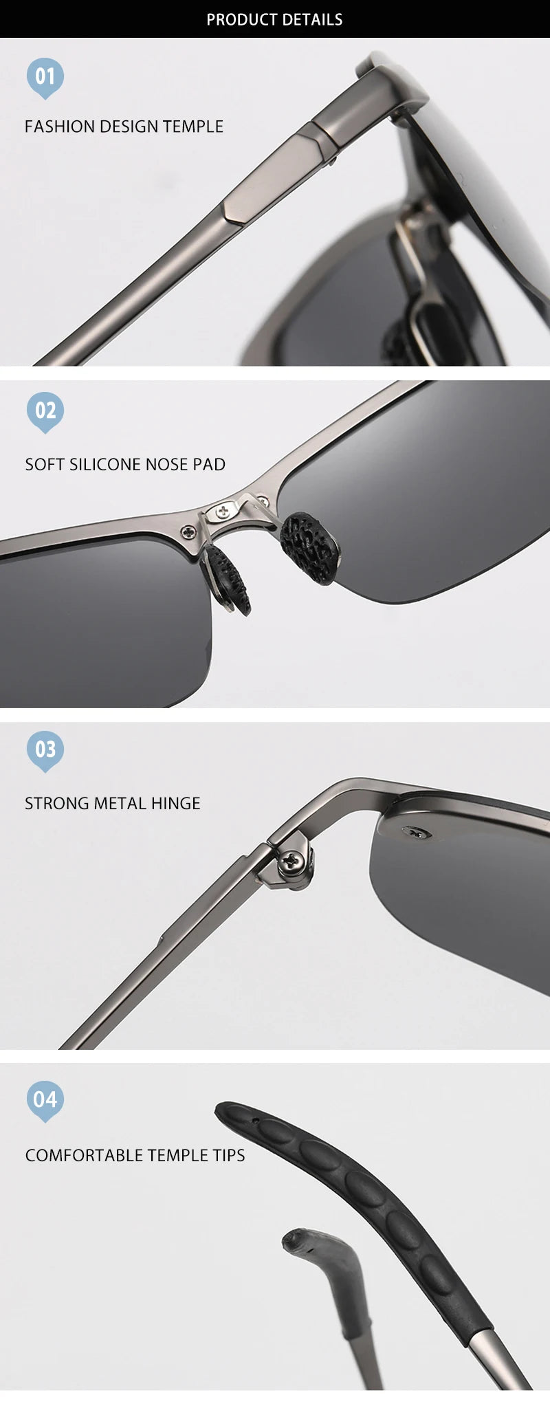 FUQIAN Photochromic Sunglasses Men Women Vintage Metal Polarized Sun Glasses For Male Night Vision Driving Sunglass