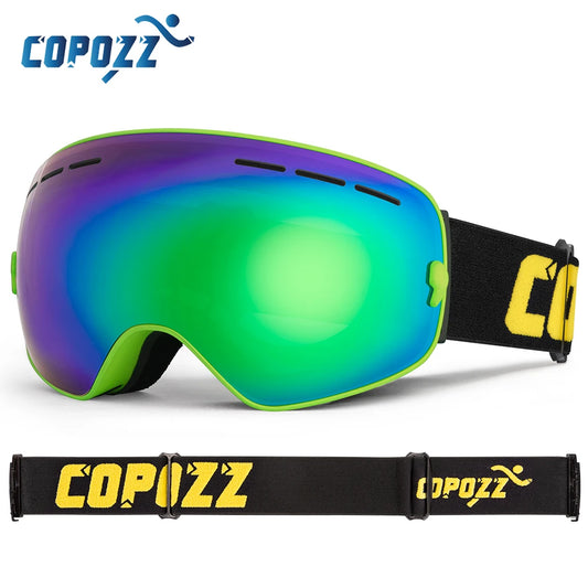 COPOZZ Brand Professional Ski Goggles Double Layers Lens Anti-fog UV400 Big Ski Glasses Skiing Snowboard Men Women Snow Goggles