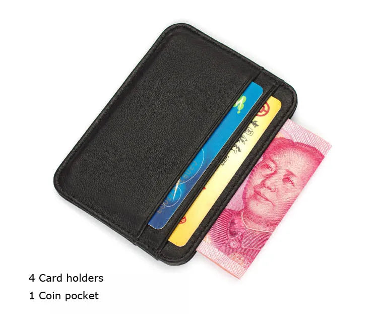 New Slim 100% Sheepskin Genuine Leather Men's Wallet Male Thin Mini ID Credit Card Holder Small Cardholder Purse For Man