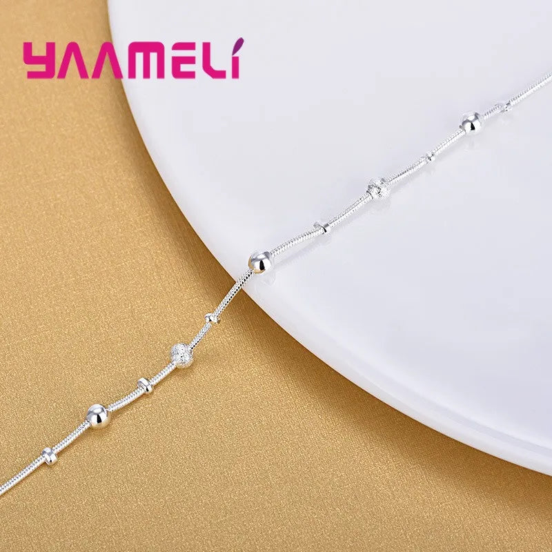 Trendy Women Foot Chains Adjustable Mujer Charm 925 Sterling Silver Color Anklets Bohemia Jewelry Summer Holiday Design