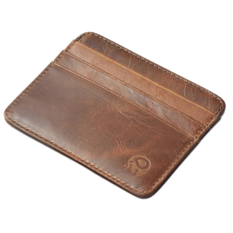 New Thin Genuine Leather Mini Wallet Slim Bank Credit Card Holder Men's Business Small ID Case For Man Purse 6 Slots Cardholder