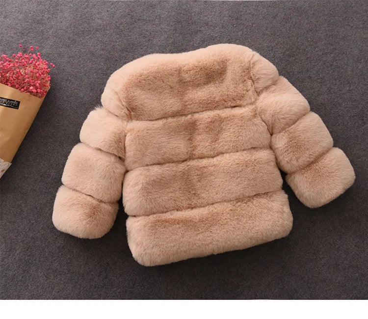 Baby Girls Faux Fur Coat Winter Children Girls Long Sleeve Christmas Jacket Warm Kids Girls Snow Coat Girls Outerwear Clothing