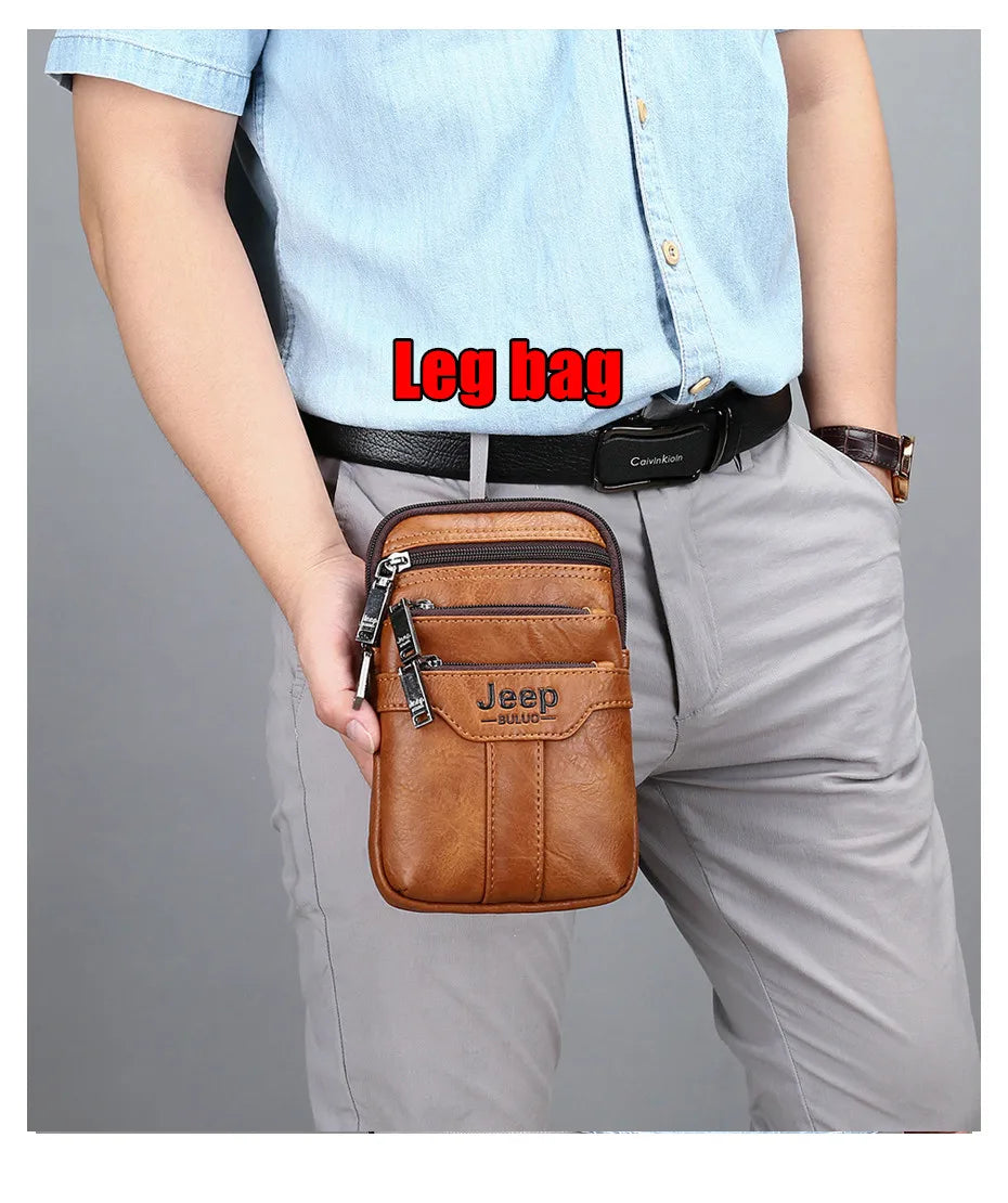 JEEP BULUO Men Shoulder Messenger Bags Small Multi-function Sling Chest Bag Legs Waist Bag For Man New Fashion Casual Crossbody