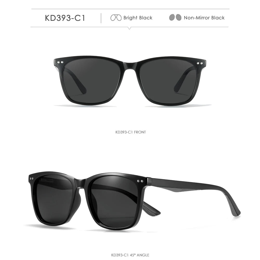 KDEAM Men's Square Sunglasses Polarized Lens TR90 Material Frame Spring Stainless Steel Hinges Fishing Sun Glasses KD393