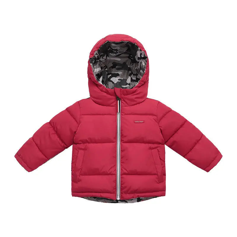 Can Be Worn On Both Sides Winter Boys Jacket Thick Keep Warm Hooded Coat For Kids Children Birthday Christmas Present Outerwear