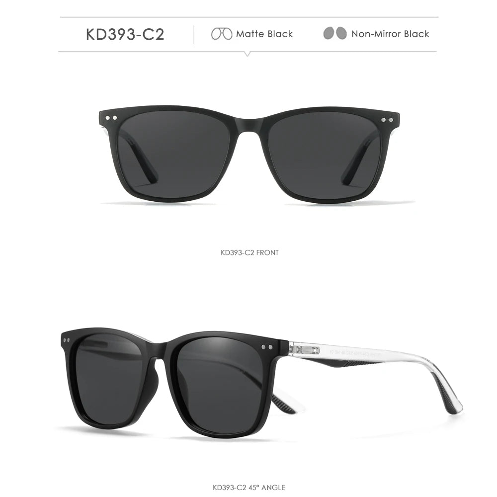 KDEAM Men's Square Sunglasses Polarized Lens TR90 Material Frame Spring Stainless Steel Hinges Fishing Sun Glasses KD393