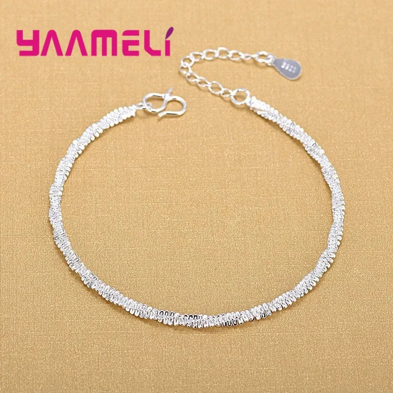 Trendy Women Foot Chains Adjustable Mujer Charm 925 Sterling Silver Color Anklets Bohemia Jewelry Summer Holiday Design