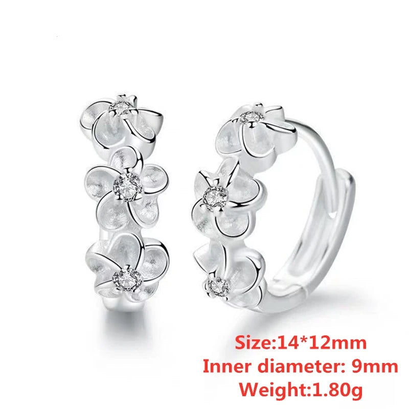 Bulbusbow 925 Sterling Silver Rose Flower Round Hoop Earrings with AAA Zircon – Elegant Women’s Jewelry