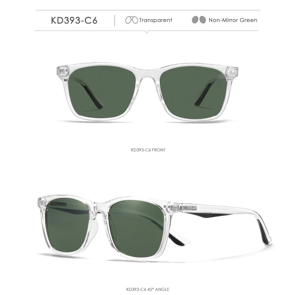 KDEAM Men's Square Sunglasses Polarized Lens TR90 Material Frame Spring Stainless Steel Hinges Fishing Sun Glasses KD393