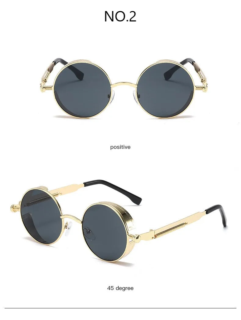 Metal Steampunk Sunglasses Men Women Fashion Round Glasses Brand Designer Vintage Sun Glasses High Quality Oculos de sol 2021