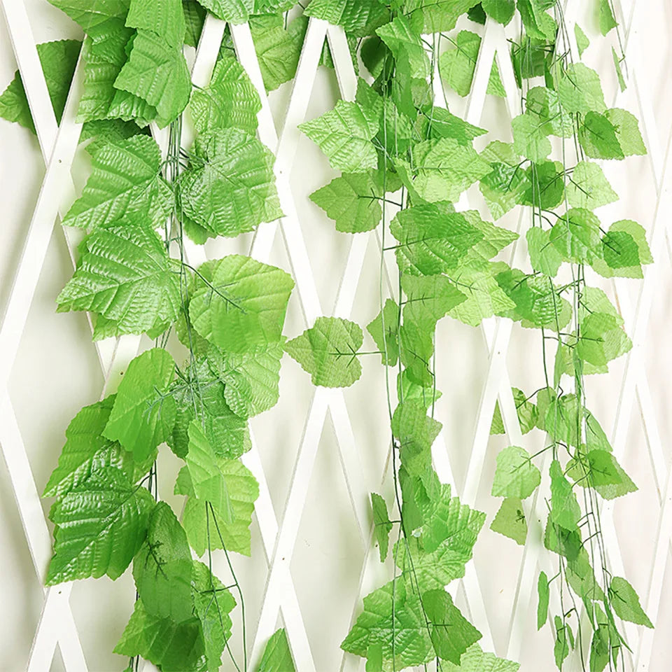 Artificial Plant Vines Wall Hanging Rattan Leaves Branches Outdoor Garden Home Decoration Plastic Fake Silk Leaf Green Plant Ivy