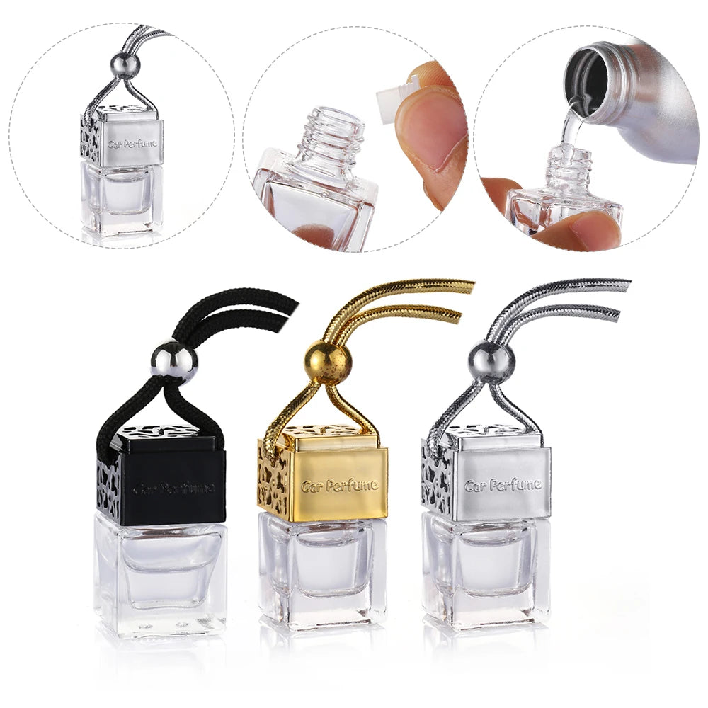 Car Essential Oil Diffuser Fragrance Air Freshener Scent Perfume Bottle Ornament Hanging Empty Bottle Interior Accessory