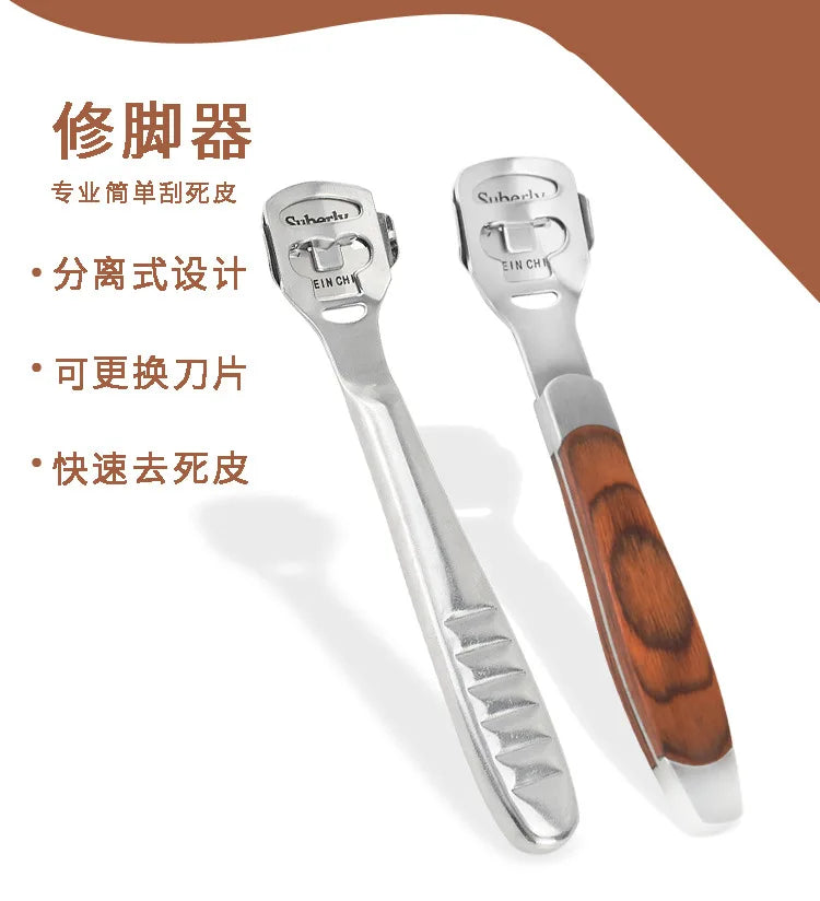 Foot Callus Shaver Heel Hard Skin Remover Hand Feet Pedicure Razor Tool Shavers Stainless Steel Handle 10 Blades Foot Care Tools