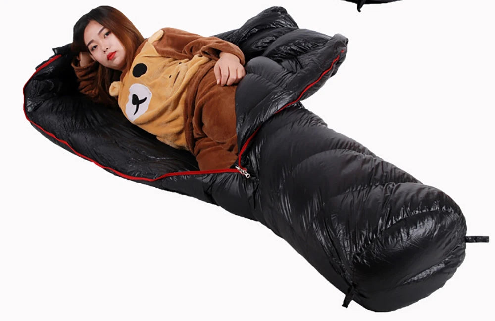 Very Warm White Goose Down Filled Adult Mummy Style Sleeping Bag Fit for Winter Thermal 4 Kinds of Thickness Travel Camping