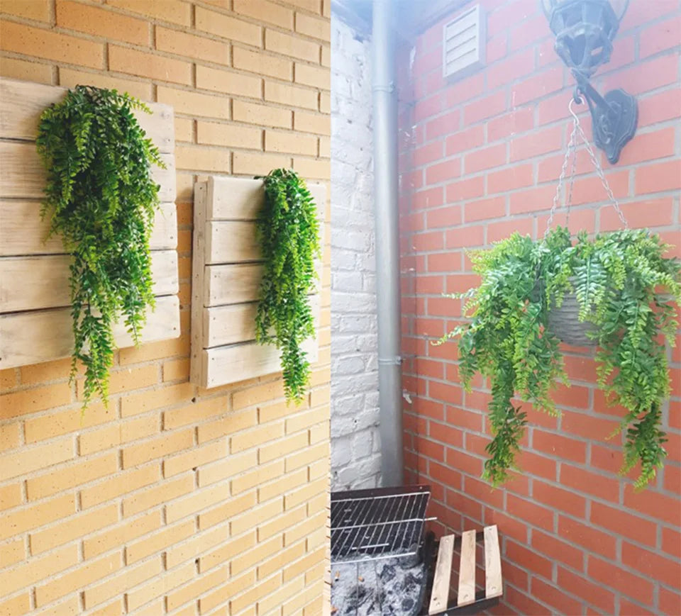 Artificial Plant Vines Wall Hanging Rattan Leaves Branches Outdoor Garden Home Decoration Plastic Fake Silk Leaf Green Plant Ivy