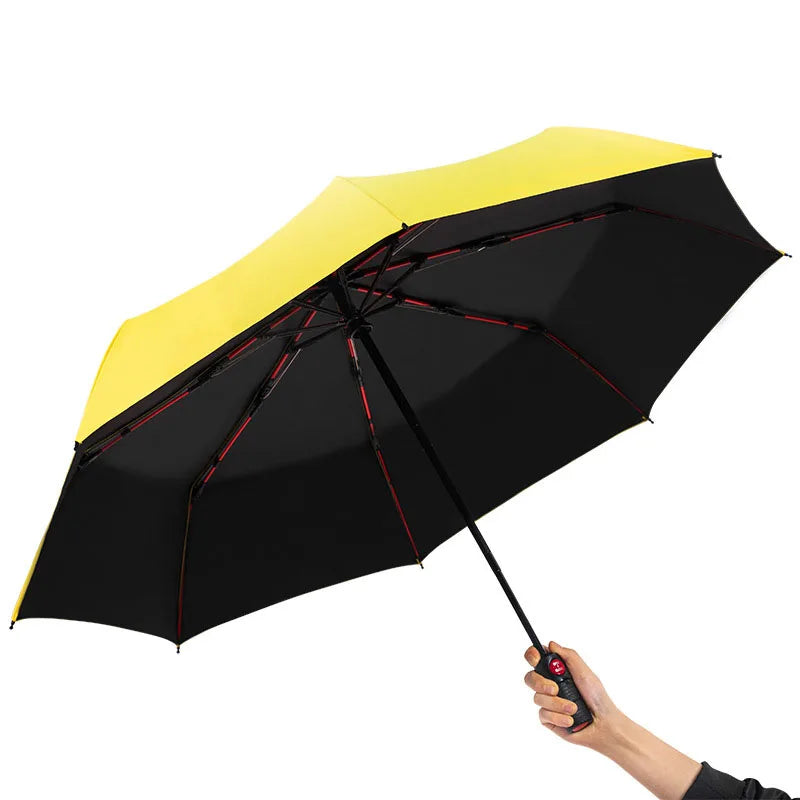 Luxury Full Automatic Business Umbrellas Men Red 8 Ribs Three Folding Male Female Umbrella Rain Women Windproof Parasol Gift