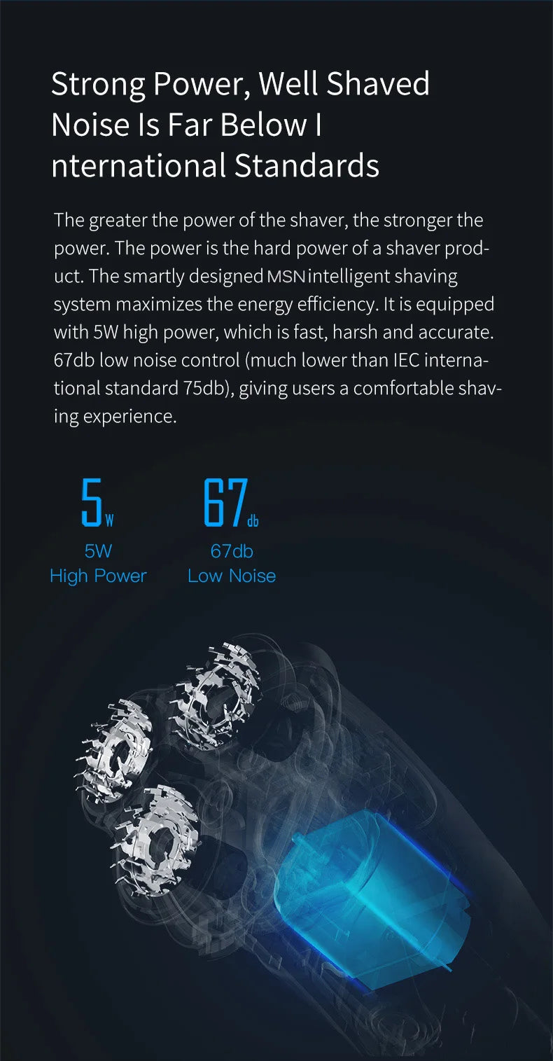 Electric Shaver for men's electric shaver Smart razor for Beard timmer IPX7 waterproof Wet And Dry shaving machine Men Shaver