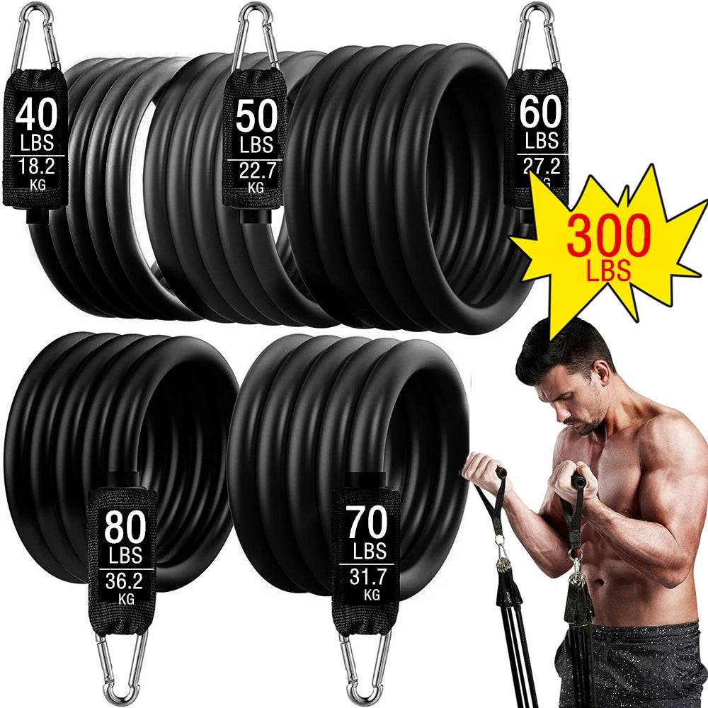 Workout Bar Fitness Resistance Bands Set Pilates Yoga Pull Rope Exercise Training Expander Gym Equipment for Home Bodybuilding