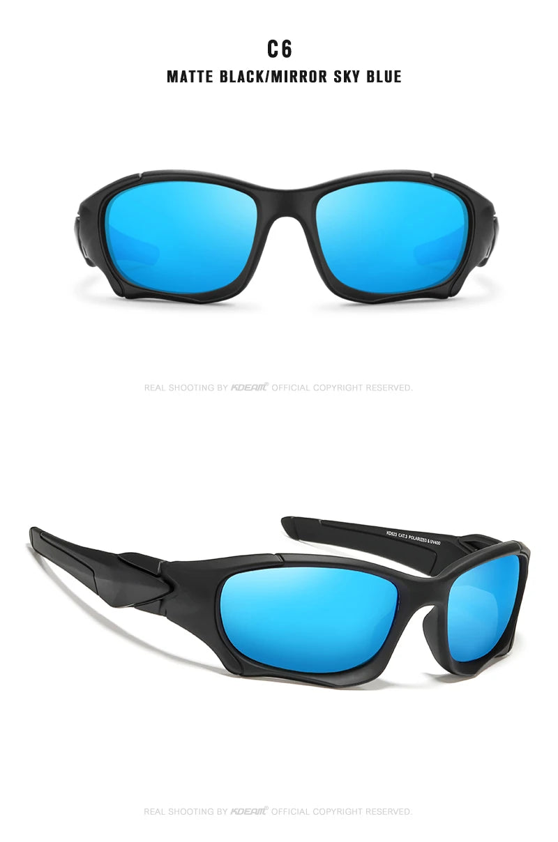 KDEAM Outdoor Sports Polarized Sunglasses Men Curve Cutting Frame Stress-Resistant Lens Shield Sun Glasses Women KD0623