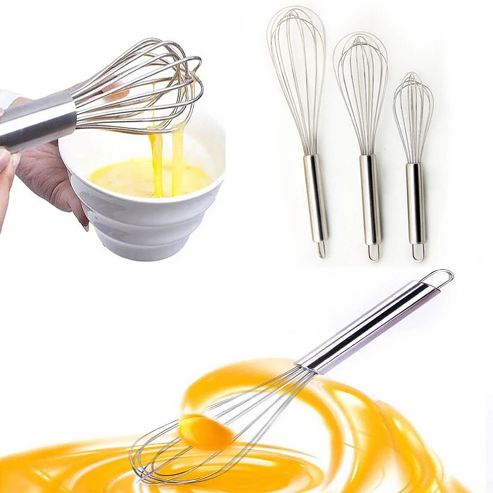 8/10/12 inches Stainless Steel Balloon Wire Whisk Manual Egg Beater Mixer Kitchen Baking Utensil Milk Cream Butter Whisk Mixer