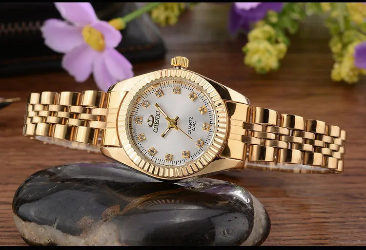 CHENXI Brand Top Luxury Ladies Gold Watch Women Golden Clock Female Women Dress Rhinestone Quartz Waterproof Watches Feminine