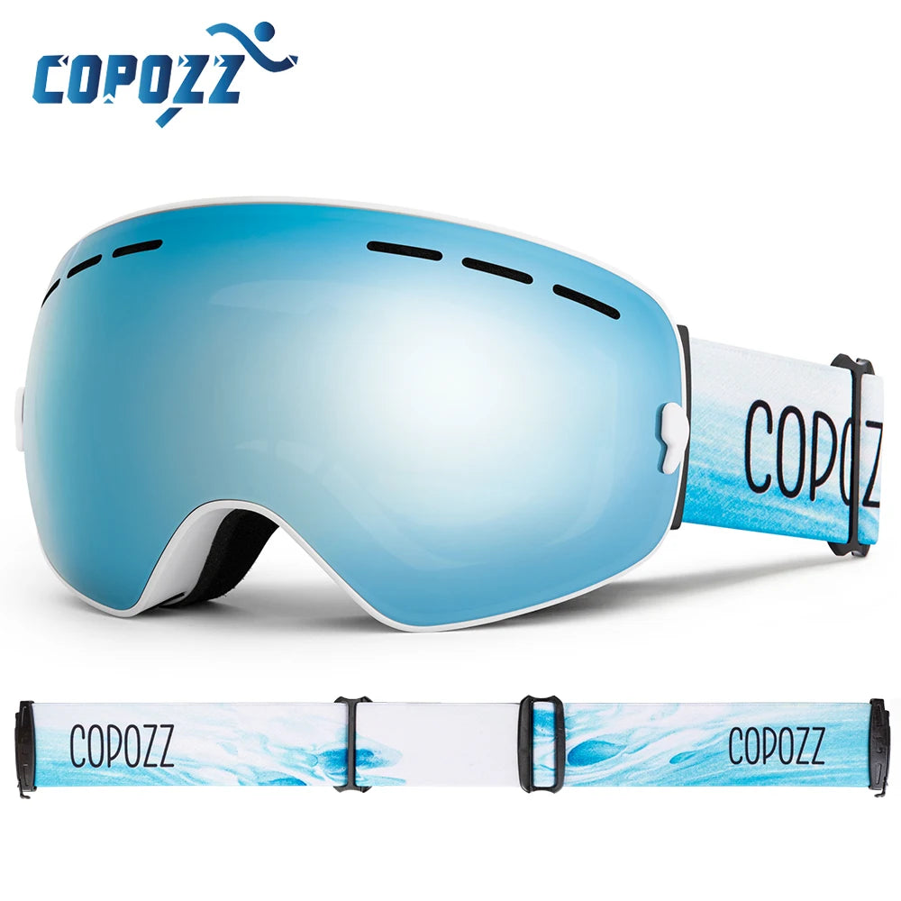 COPOZZ Brand Professional Ski Goggles Double Layers Lens Anti-fog UV400 Big Ski Glasses Skiing Snowboard Men Women Snow Goggles