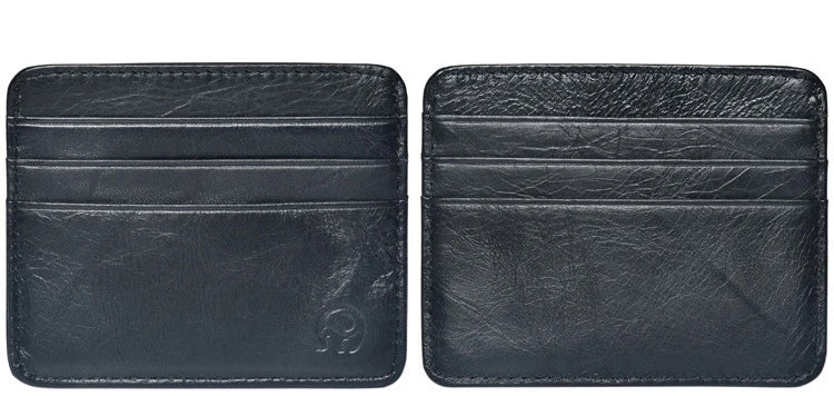 New Thin Genuine Leather Mini Wallet Slim Bank Credit Card Holder Men's Business Small ID Case For Man Purse 6 Slots Cardholder