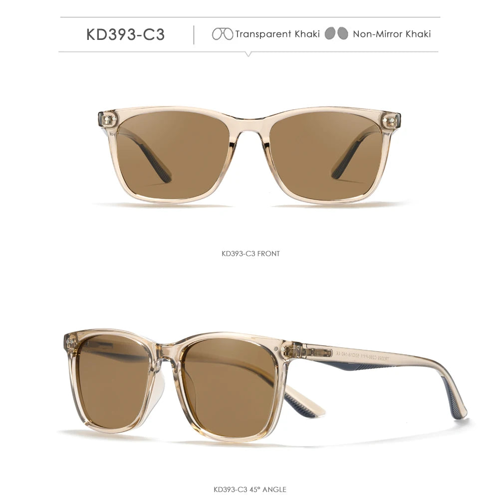 KDEAM Men's Square Sunglasses Polarized Lens TR90 Material Frame Spring Stainless Steel Hinges Fishing Sun Glasses KD393