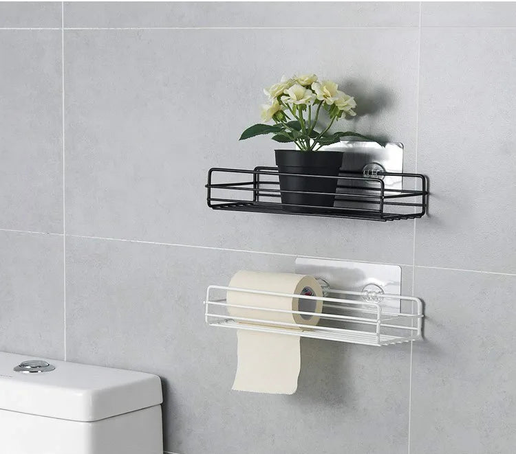 Japanese-style wrought iron bathroom shelf wall-mounted shower gel storage rack toilet free punch toiletry stand