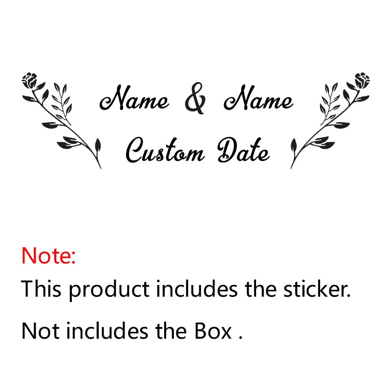 Wedding Cards and Gifts Box Vinyl Sticker Personalized Names Date Decals Custom Stickers For Wedding Boxs Art Decoration